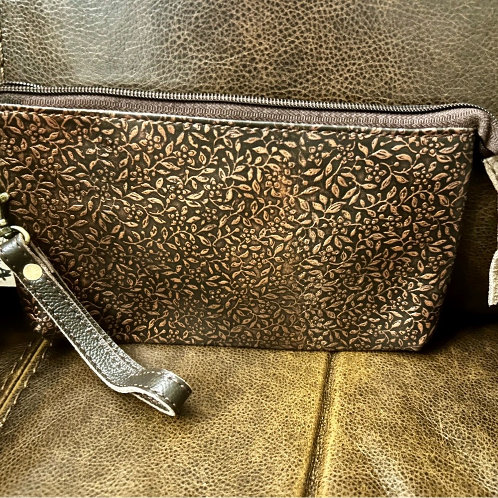 Chic floral embossed wristlet